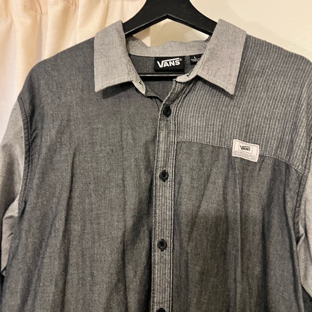 Vans Black and Gray Herringbone Shirt